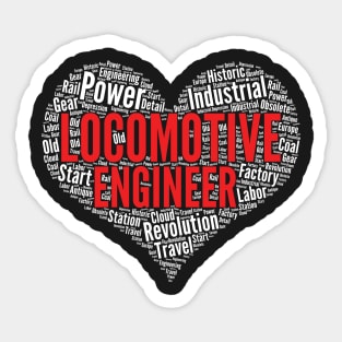 Locomotive engineer Heart Shape Word Cloud Train Lover design Sticker